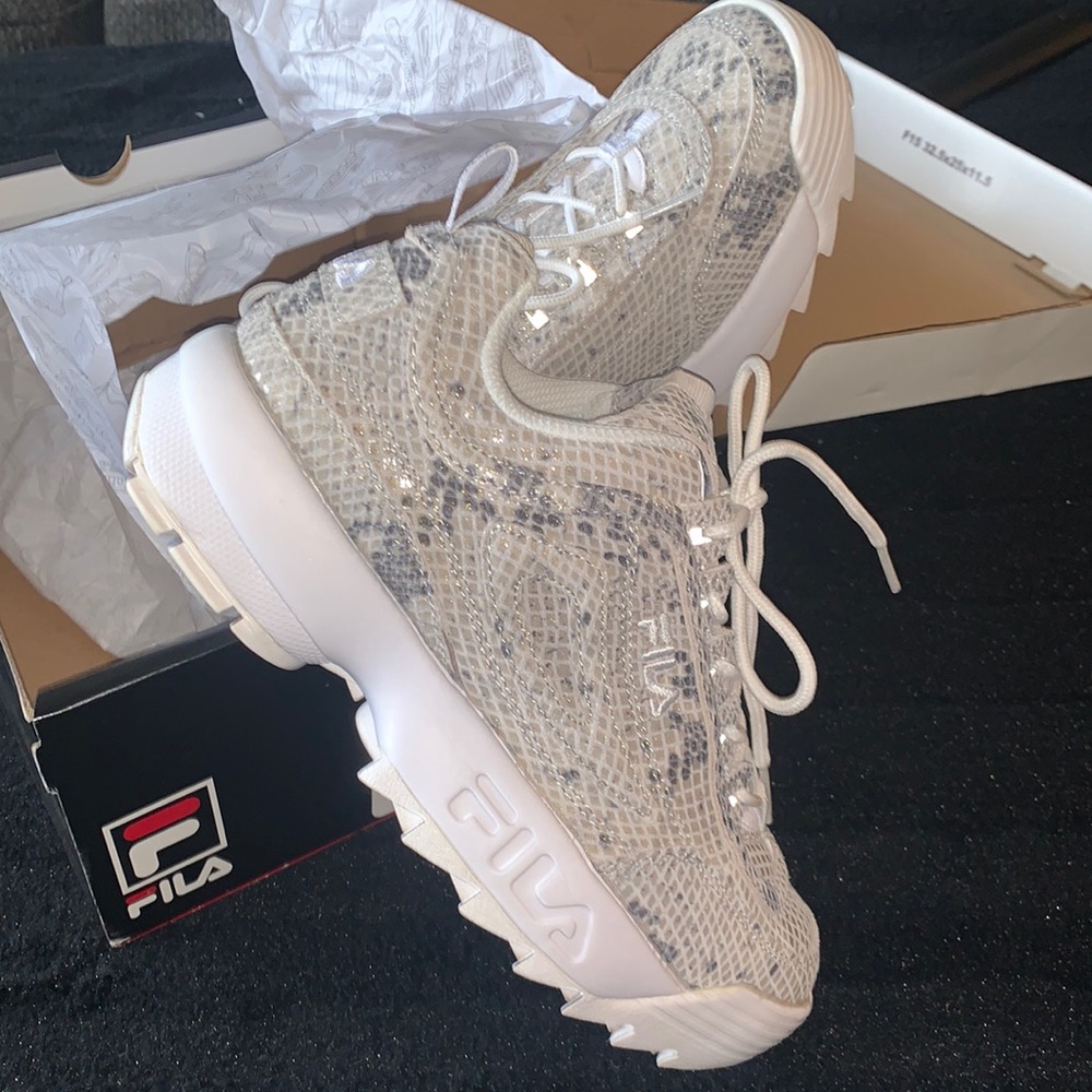 Fila Disruptor 2 Snake Print Big Kids Size 6 (Girls) Sneakers Shoes EUC